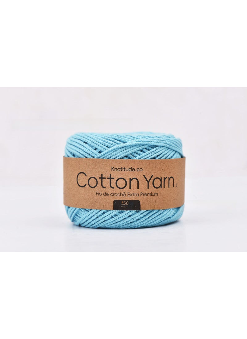 New 1.5mm Pure Cotton Yarn 150m for Knitting 19. Sky Blue