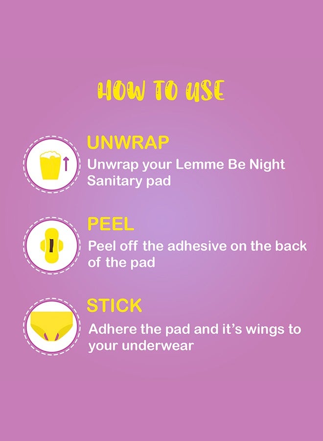 Lemme Be 100% Pure Cotton Sanitary Pads For Girls, Night Pads Box of 20, Sanitary Pads For Teens With Wings - Image 4