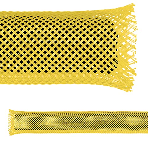 Electriduct 1/4" PET Expandable Braid Sleeving Flame Retardant Flexible Wire Mesh for Cord Management and Cable Protection - 25 Feet - Yellow - Image 1
