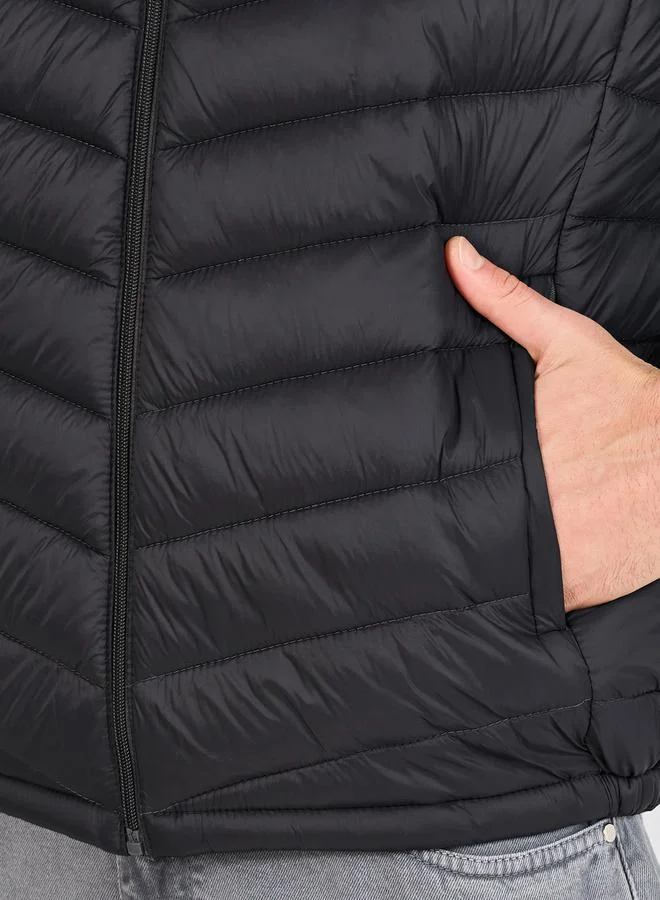 Styli Warm Quilted Hooded Puffer Jacket with Welt Pocket