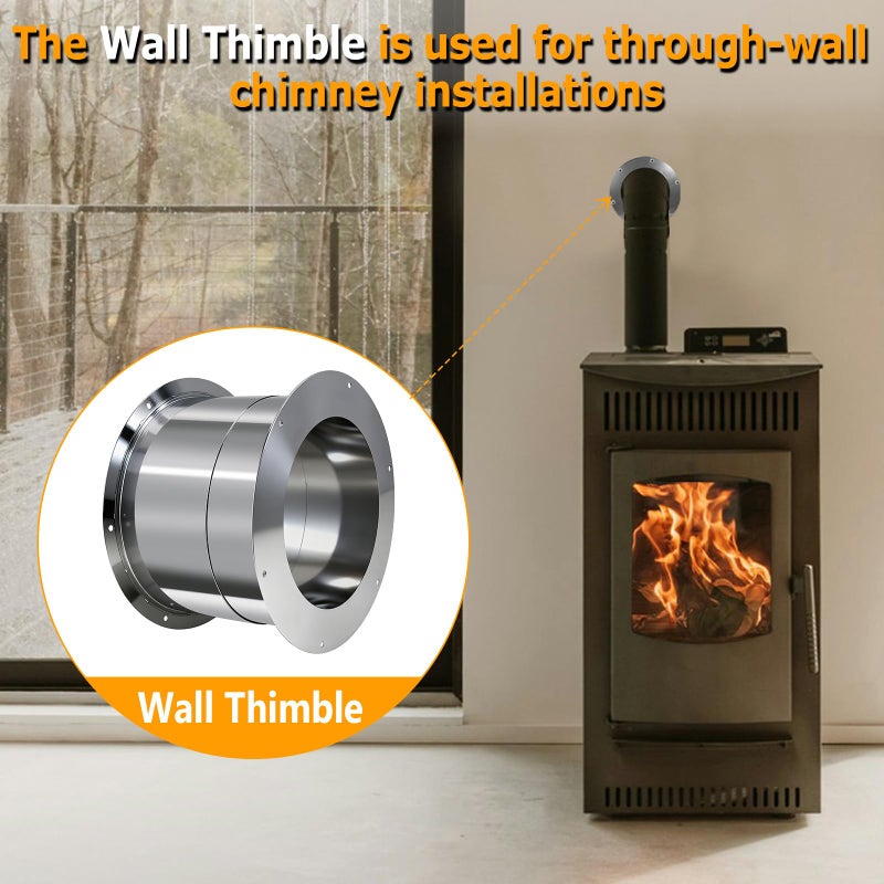 REEPLAR Wall Thimble for 6" Diameter Pipe Double Wall Insulated Chimney Pipe 304 Stainless Steel Wood Stove Pipe Wall Chimney Vent Pipe 6 Inch Flue Thimble - Image 3
