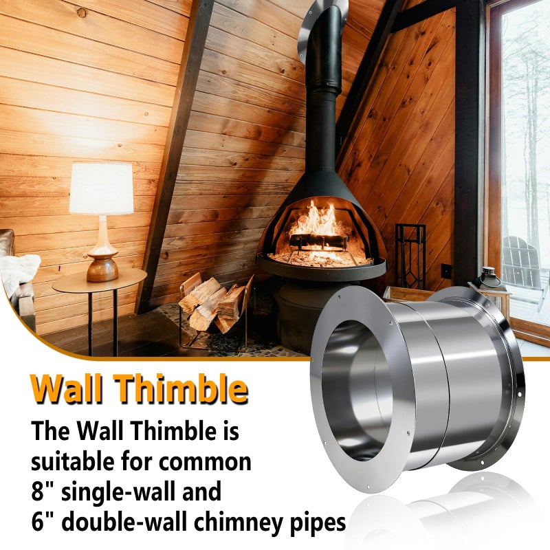 REEPLAR Wall Thimble for 6" Diameter Pipe Double Wall Insulated Chimney Pipe 304 Stainless Steel Wood Stove Pipe Wall Chimney Vent Pipe 6 Inch Flue Thimble - Image 5