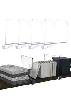 Excefore 4 Pack Acrylic Shelf Dividers for Wardrobe, Wood Closets Clear Shelf Separator, Adjustable Clothing Organizer Wardrobe Dividers, Suitable for Bedroom Closet Shelves Organizer  - Image 1