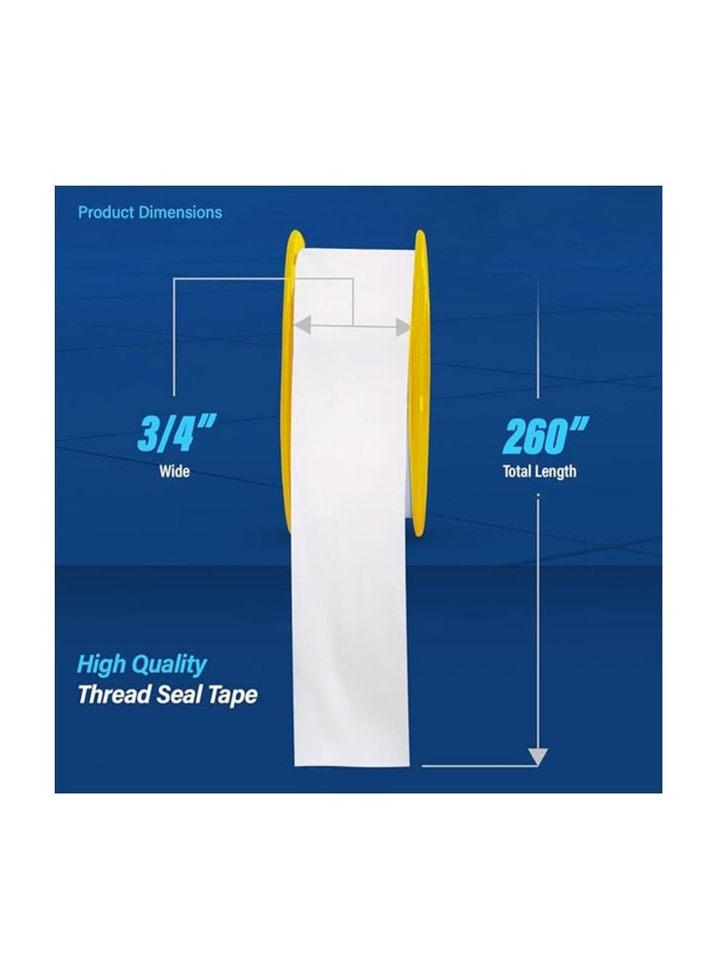 Duravel Heavy Duty Teflon Tape Thread Seal Tape for Plumbers, 10m White 3/4" x 19mm Golden Seal Thread Seal Tape For Plumbers Sealant Tape For plumping works (Pack of 10) - Image 3