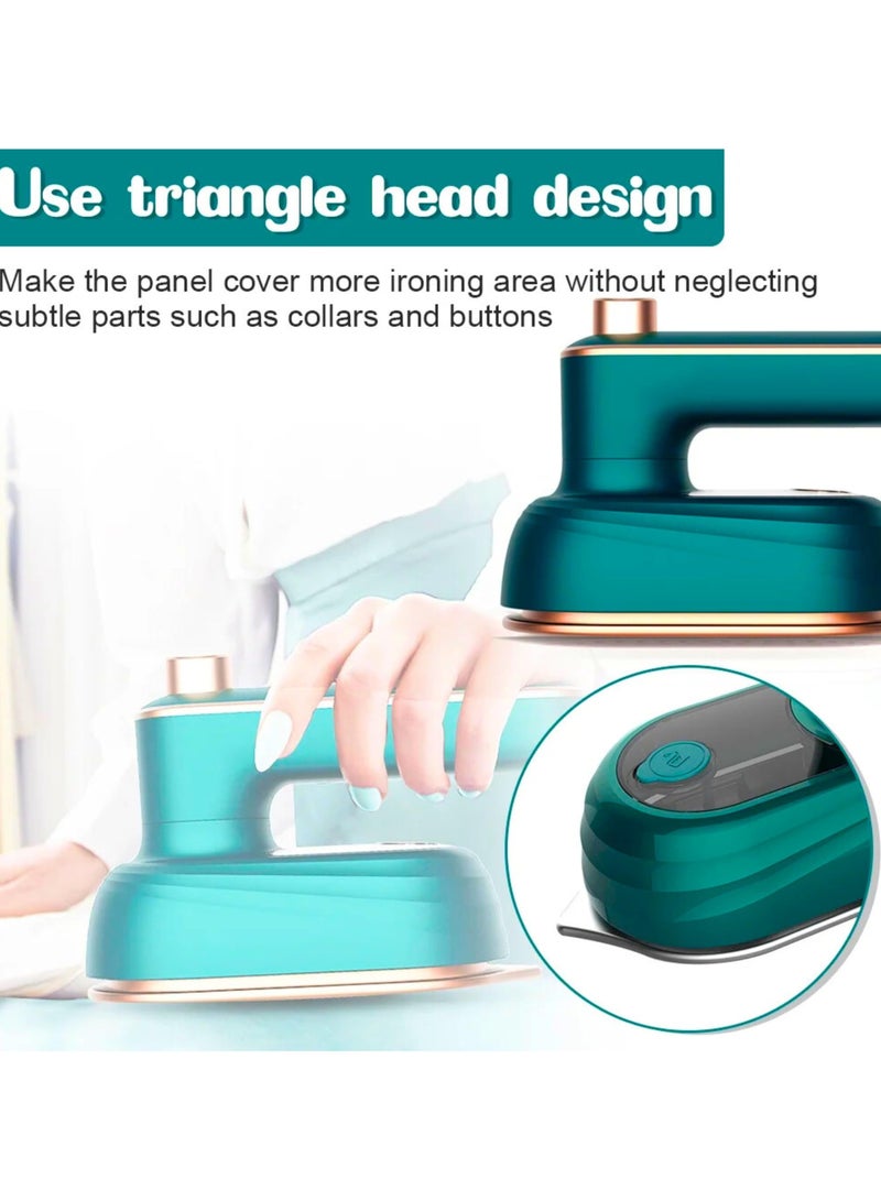 Portable Handheld Mini Iron for Clothes, 180° Rotatable Steam Iron, Compact Heat Press for Dry & Wet Ironing, Fast Heating, Ideal for Home & Travel – Green, 50ml Water Tank  - Image 2