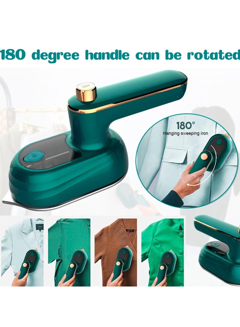 Portable Handheld Mini Iron for Clothes, 180° Rotatable Steam Iron, Compact Heat Press for Dry & Wet Ironing, Fast Heating, Ideal for Home & Travel – Green, 50ml Water Tank  - Image 3