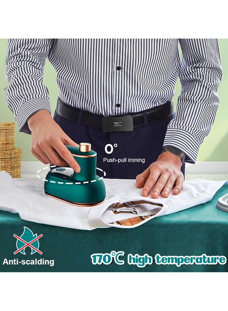 Portable Handheld Mini Iron for Clothes, 180° Rotatable Steam Iron, Compact Heat Press for Dry & Wet Ironing, Fast Heating, Ideal for Home & Travel – Green, 50ml Water Tank  - Image 4