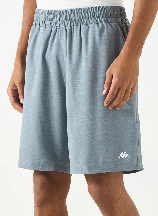 Kappa Logo Print Shorts with Elasticated Waistband and Pockets