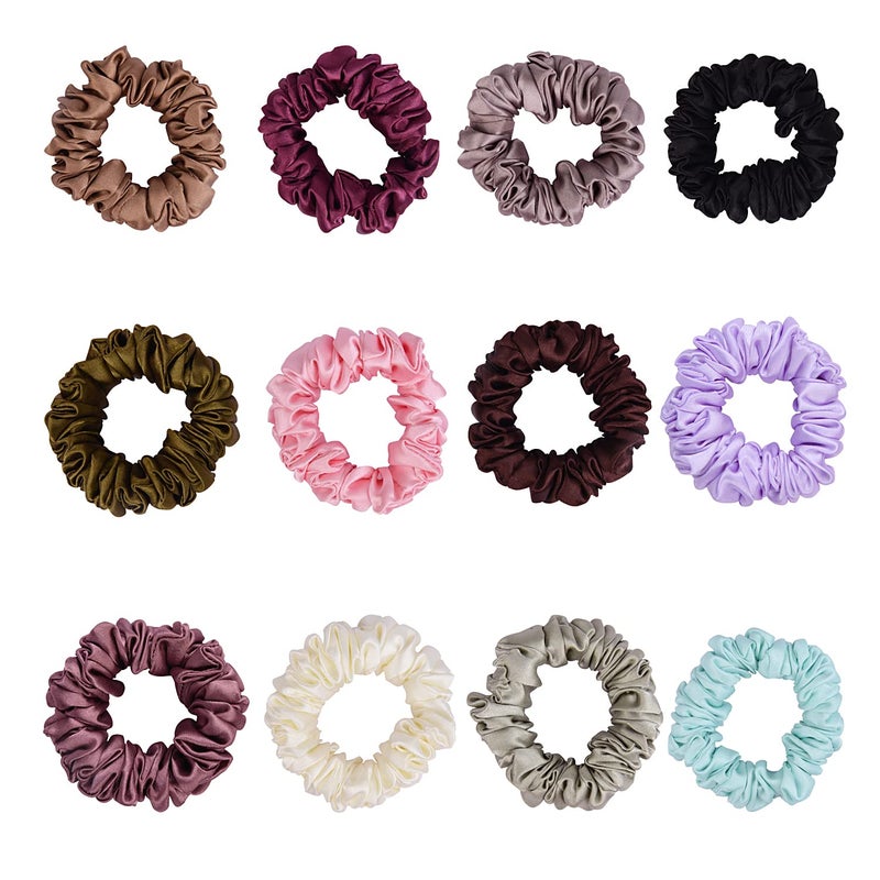 ARENDELLE Pack of 12 Skinny Satin Scrunchies Multicolour - Image 5