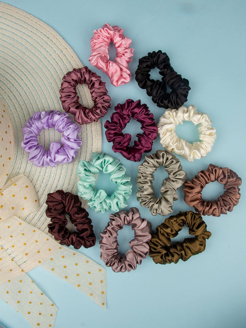 ARENDELLE Pack of 12 Skinny Satin Scrunchies Multicolour - Image 3