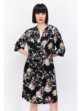Women Allover Print Mini Dress, Black