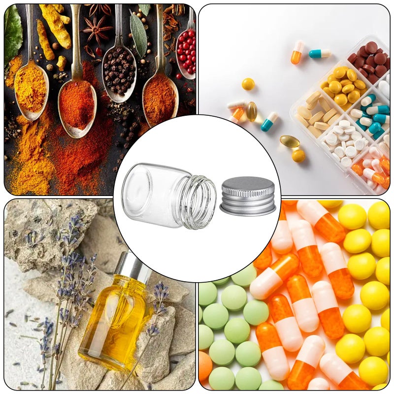 Coloch 36 Pack 15ml Empty Glass Jars with Screw Aluminum Caps, 0.5Oz Mini Cosmetics Container Jar Glass Paint Jar Refillable Oil Vials Test Bottles for Cosmetics, Chemicals, Decoration - Image 3