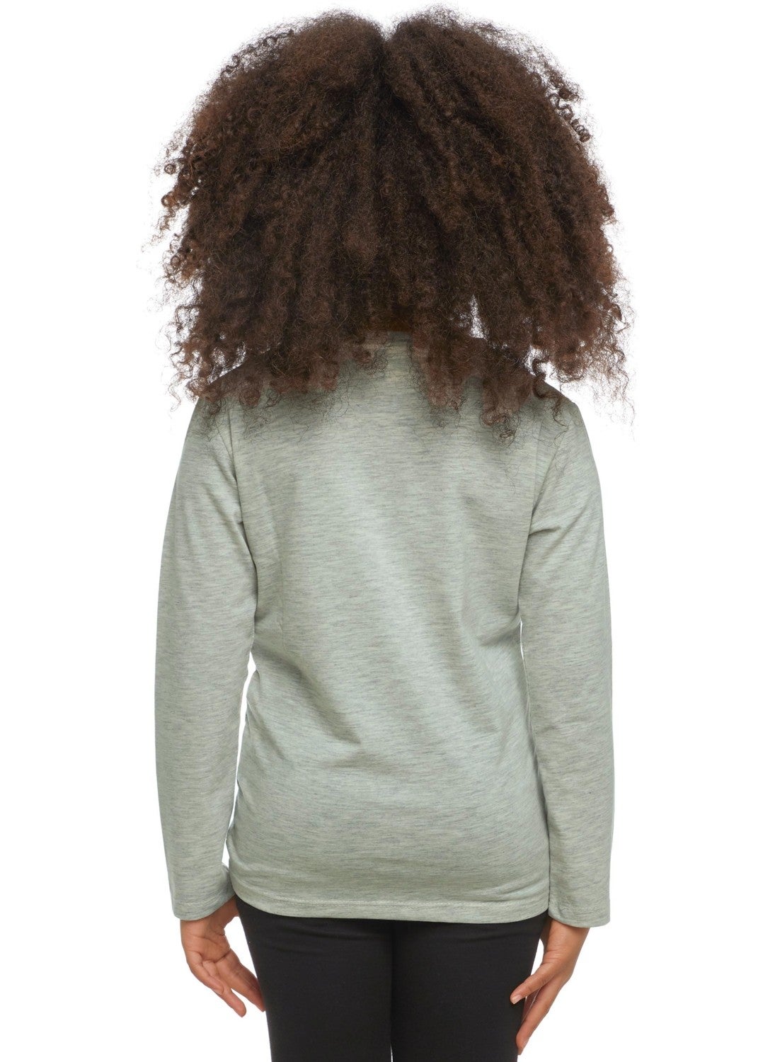 Lovetti - Light Green Melange Basic Unisex Kids Seasonal Zero Collar Long Sleeve T-Shirt - Image 1