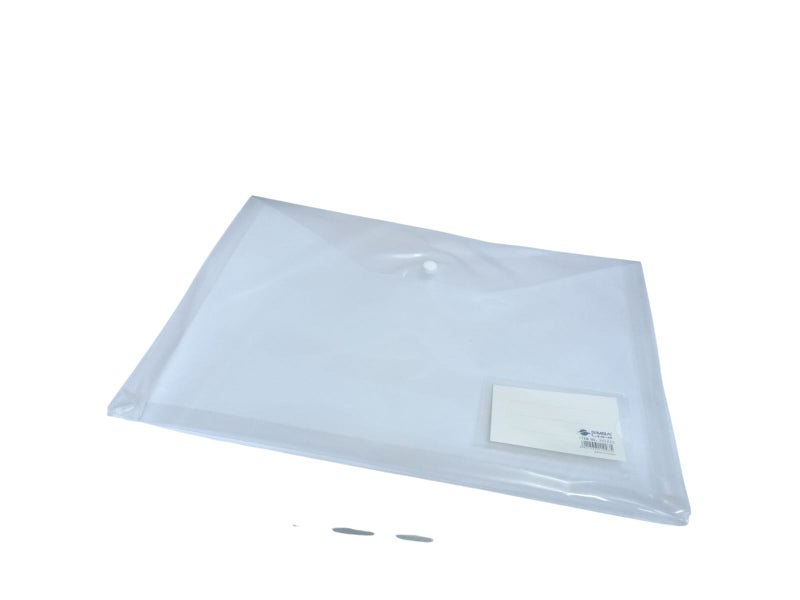 Simba Snap Button Folder Transparent with Name Card and Side Gusset 180 Micron Foolscap Model FC1023
