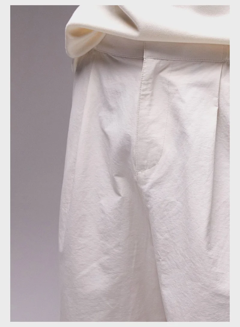 TOPMAN Topman Wide Leg Trousers In Ecru