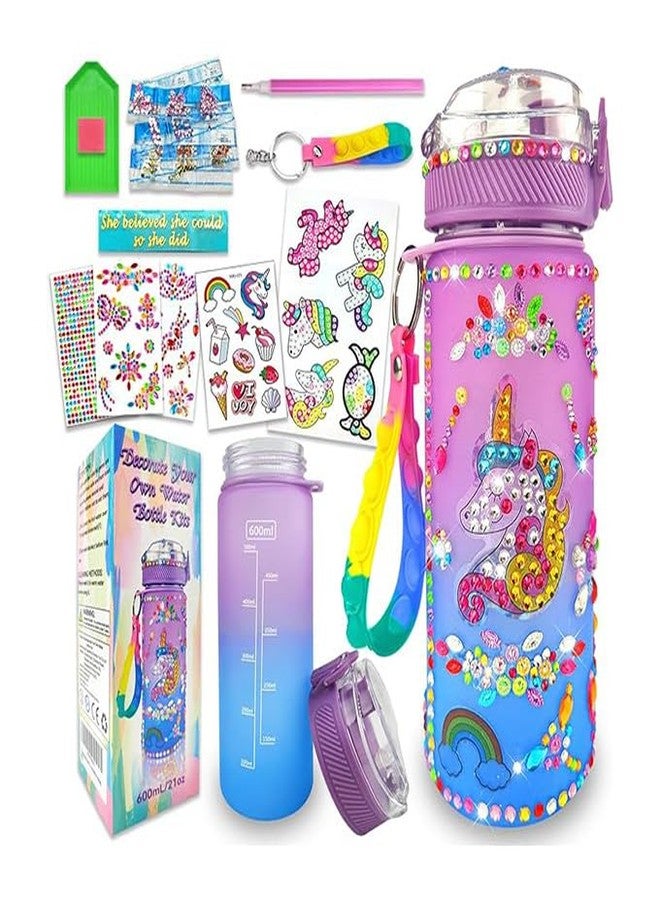 Abhsant Gem Diamond Painting Crafts,Fun Arts Decorate Your Own Water Bottle Kits for Girls Fun Arts and Crafts Gifts Toys for Girls(Unicorn) - Image 1
