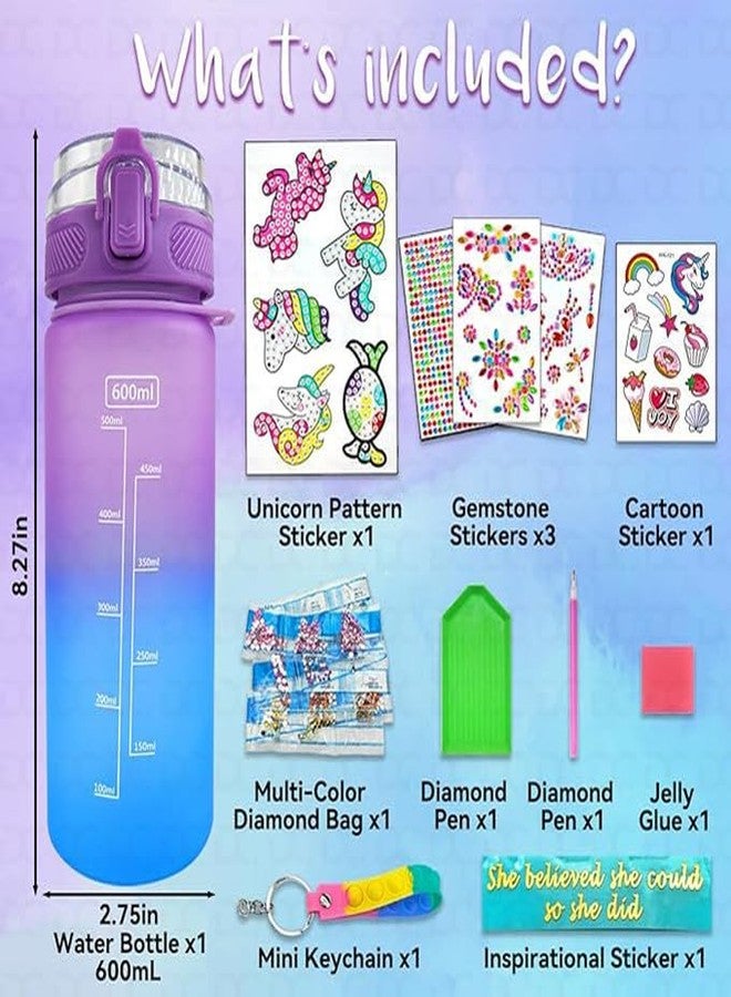 Abhsant Gem Diamond Painting Crafts,Fun Arts Decorate Your Own Water Bottle Kits for Girls Fun Arts and Crafts Gifts Toys for Girls(Unicorn) - Image 3