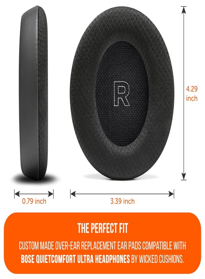 WC FreeZe QC Ultra - Cooling Gel Replacement Earpads Compatible With Bose QuietComfort Ultra Gen 1 & Gen 2 by Wicked Cushions | Breathable Fabric, Extra Thick & Cool | Black - Image 5