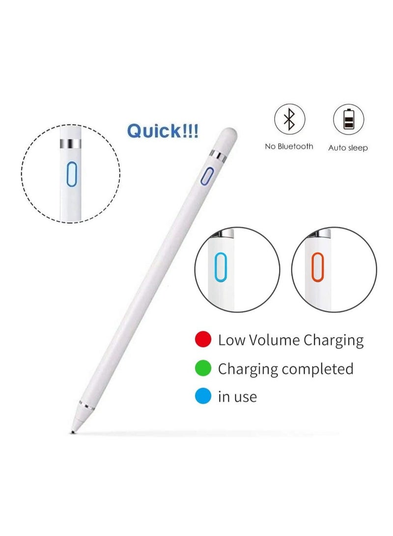 ELTRAZONE Active Stylus Compatible with Apple iPad, Stylus Pens for Touch Screens,Rechargeable Capacitive 1.5mm Fine Point with iPhone iPad and Other Tablets (White) - Image 2