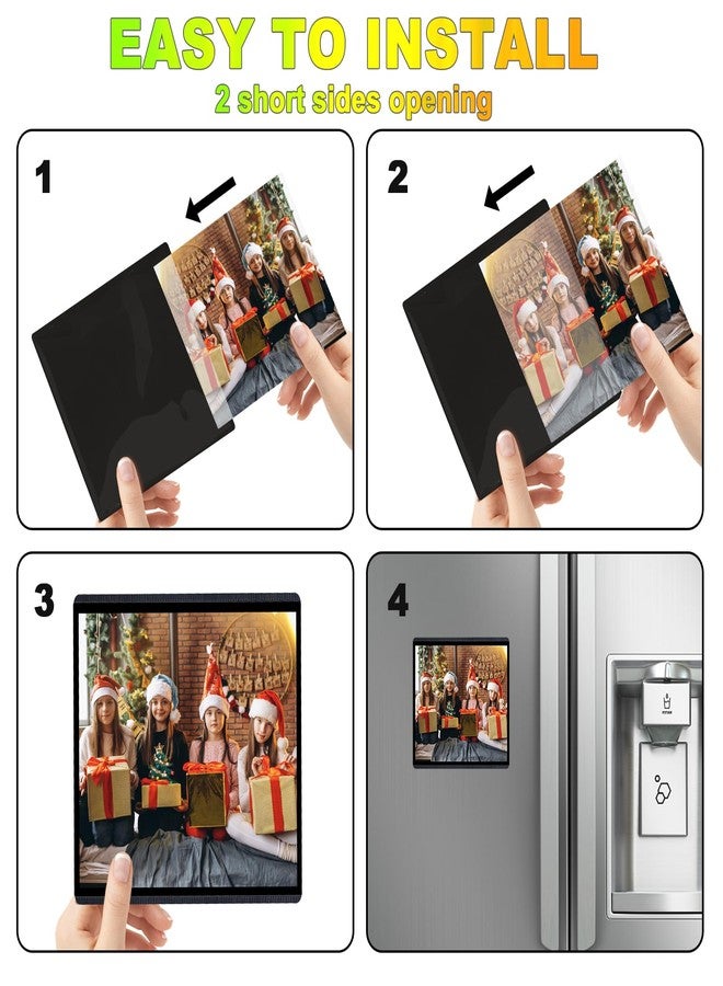 CHUNNIAO Black Magnetic Picture Frame 4X4 for Refrigerator,12 pack,Square Photo Magnets Sleeves - Image 3