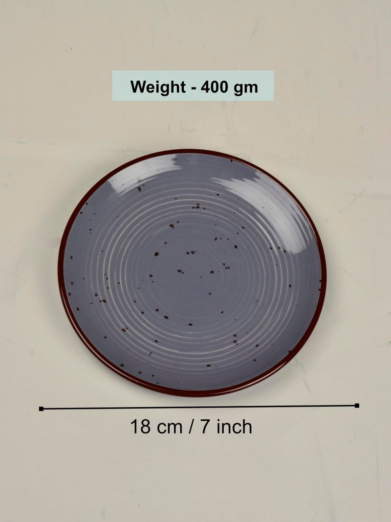 StyleMyWay "Midnight Dusk Collection Ribbed Ceramic Quarter Plates with Grey Speckle Glaze (7 inches, Set of 2) | Dishwasher & Microwave Safe Small Side Plates |Snack Stoneware Plates for Party - Image 3