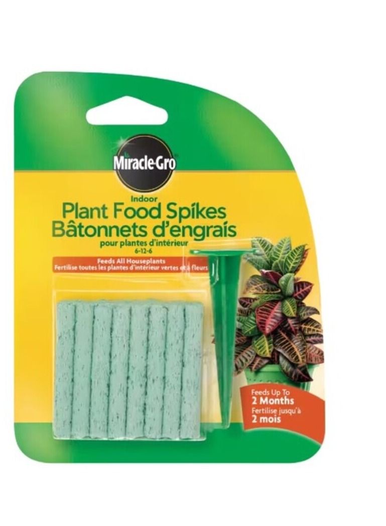 Generic Miracle-Gro Indoor Plant Food Spikes, Includes 24 Spikes - Continuous Feeding for all Flowering and Foliage Houseplants - NPK 6-12-6 