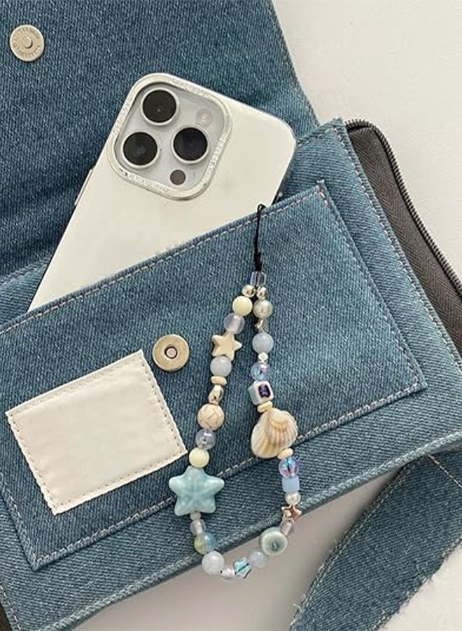 KANGLI Blue Cute Beaded Cell Phone Lanyard-lanyards for ID Badges,Keychain Accessories,Bag Charms,Beaded Camera Wrist Strap - Image 4
