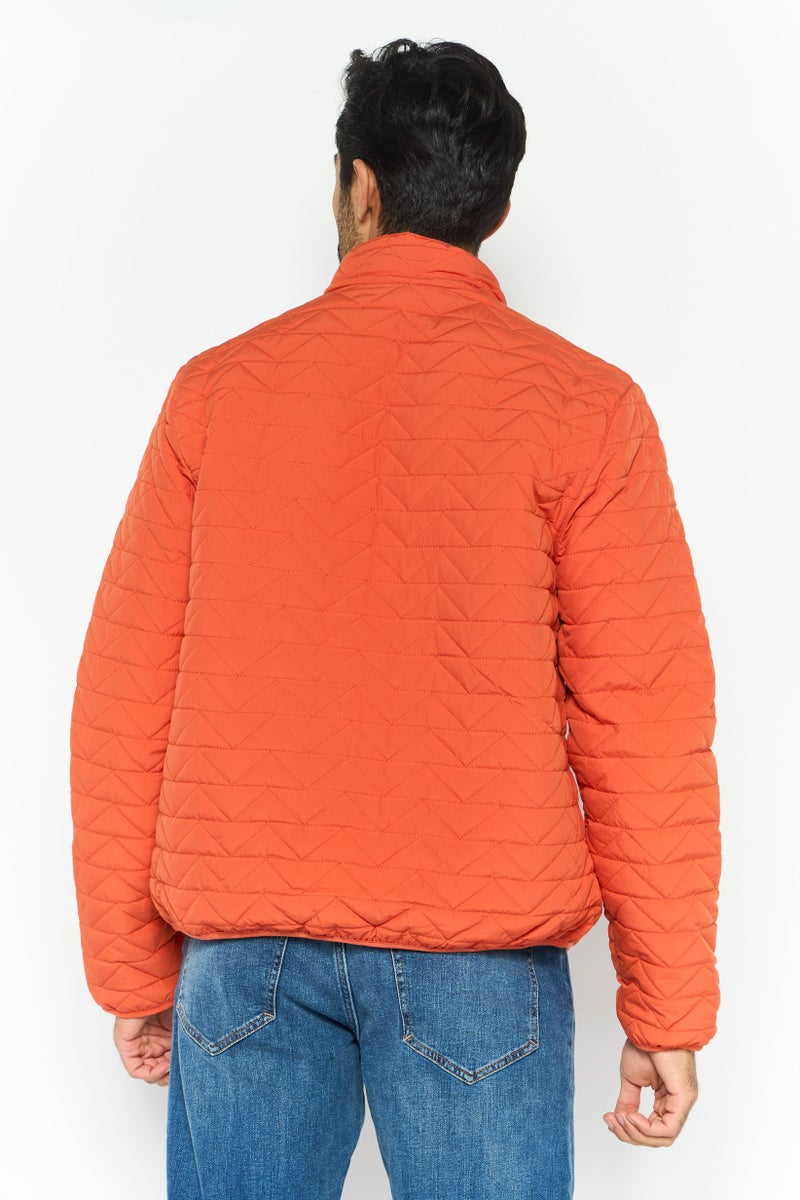 Rainforest Men Quilted Puffer Jacket, Orange - Image 3