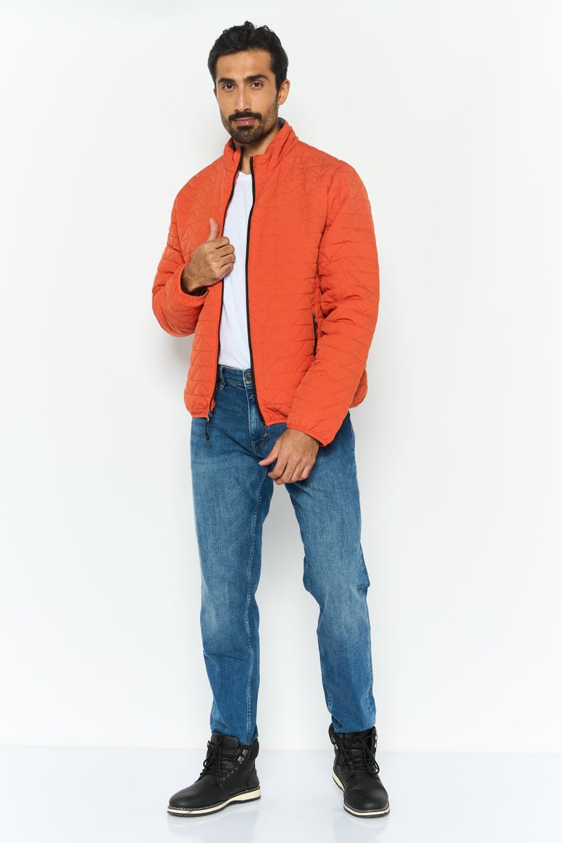 Rainforest Men Quilted Puffer Jacket, Orange - Image 4