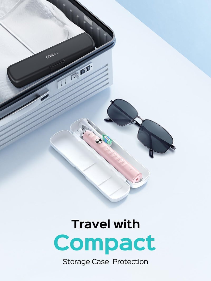 COSLUS Sonic Electric Toothbrush for Kids & Adults: 47000 VPM for Deep Cleaning & Whitening with Travel Case - 5 Modes for Sensitive Teeth & Braces, Wireless Charging, 6 Brush Heads for Home Family - Image 3