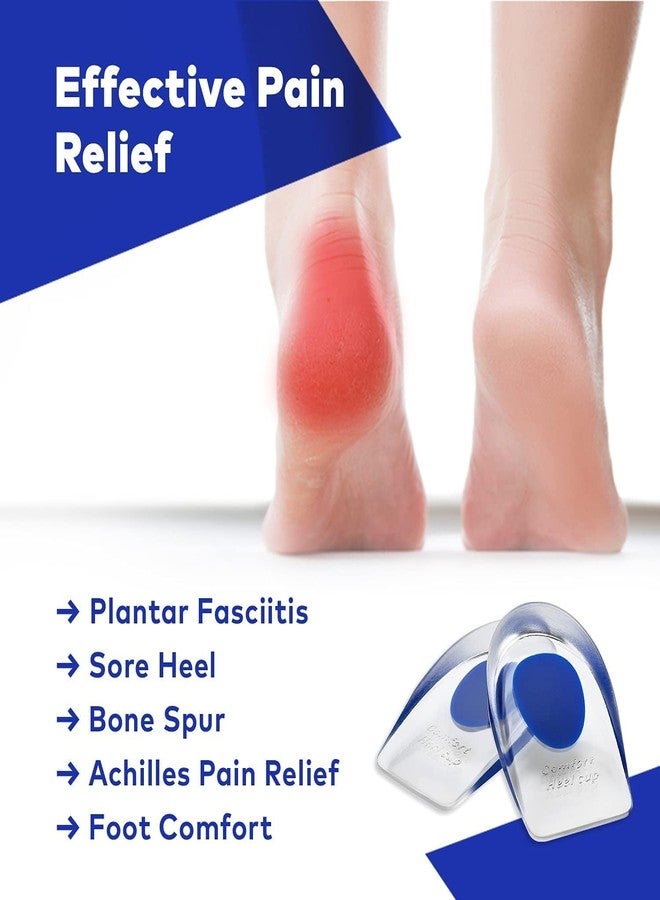 TUPERMAR Silicone Gel Heel Protector Pad Blue Foot Care Gel Silicone Beauty Cushion Orthotic Insole Plantar Heel Support Pad Cup Socks Comfort Heel for Men Boy girl (1 pair) - Image 3