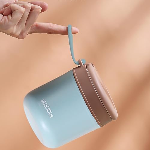 daiDokoro 430ml Stainless Steel Leakproof Lunch Pot/Meal Jar with Foldable Spoon for Office/School/College – Sky Blue - Image 5