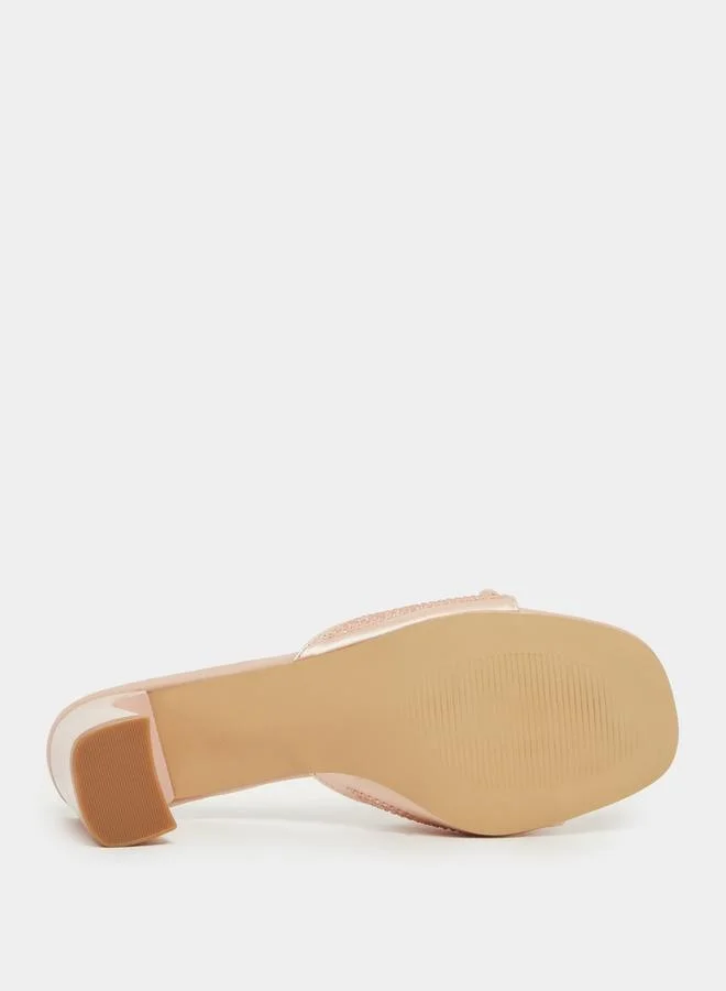 Styli Embellished Bow Block Heel Sandals
