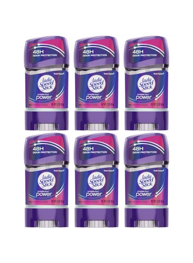 Lady Speed Stick جل مزيل العرق المضاد للتعرق 48 ساعة Fresh Fusion 2.30 أونصة (عبوة من 6 قطع) - Image 1