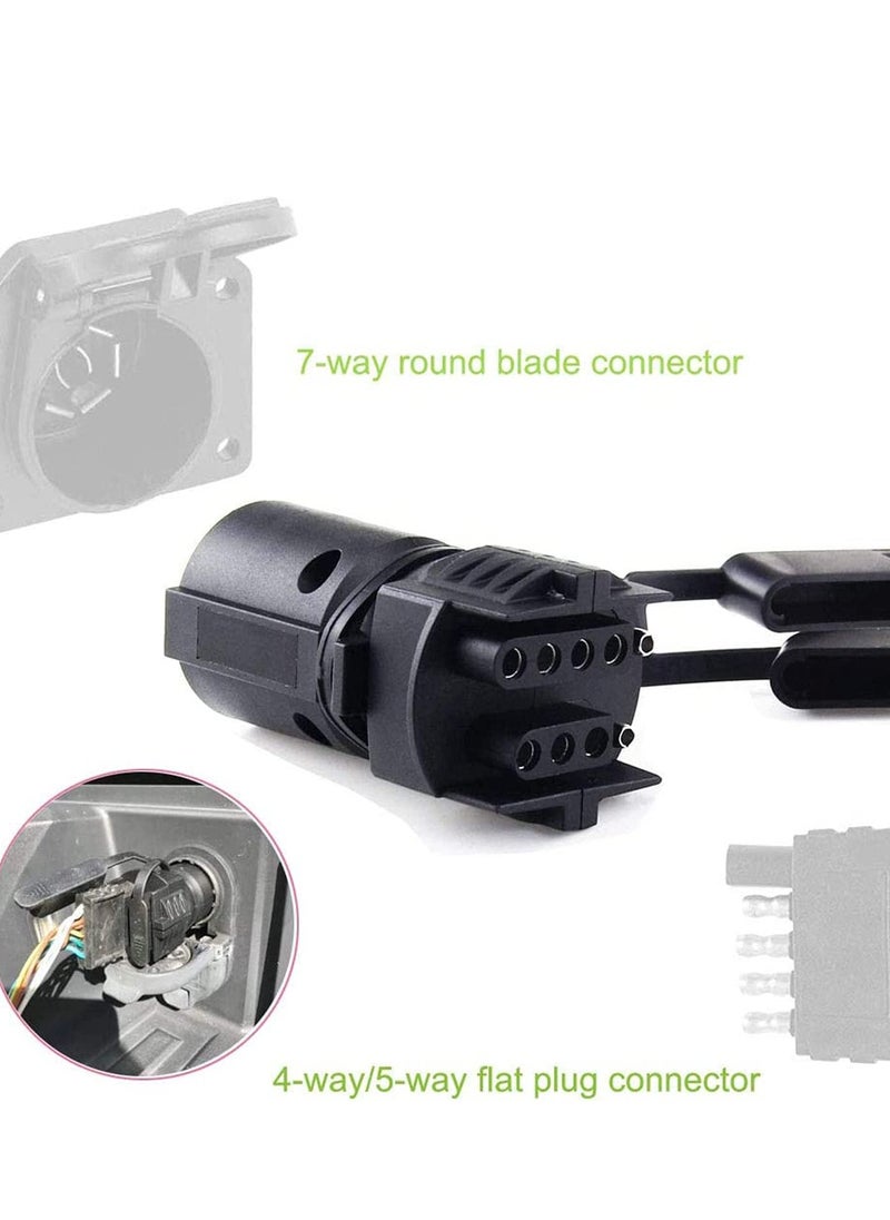 SYOSI - Trailer Light Adapter 7 to 4,5 Way, 7 Round to 4, 5 Pin Flat Blade RV Boat Connector Plug for Tow Hitch and Redline Tailgate LED - Image 1
