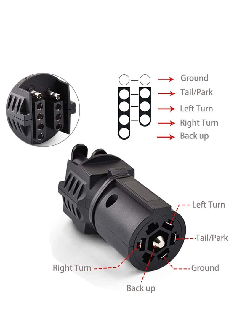 SYOSI - Trailer Light Adapter 7 to 4,5 Way, 7 Round to 4, 5 Pin Flat Blade RV Boat Connector Plug for Tow Hitch and Redline Tailgate LED - Image 1