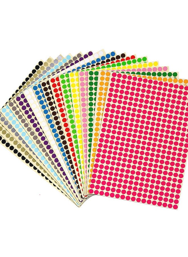 جانيون 26656 قطعة ملصقات نقطية ملونة، ملصقات ملونة صغيرة مقاس 1/4 بوصة، ملصقات نقطية دائرية للترميز، 20 لونًا للمكتب والفصول الدراسية - Image 1