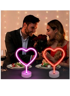 Excefore 2 Pack Heart Neon Signs, LED Pink Heart Neon Sign Battery Operated or USB Powered Decoration Lamp, Neon Lights Heart Decor for Valentines Day, Bedroom, Wedding, Party, Pink Room Decor  - Image 5