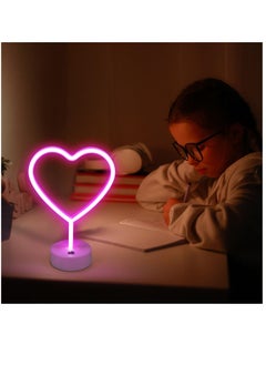 Excefore 2 Pack Heart Neon Signs, LED Pink Heart Neon Sign Battery Operated or USB Powered Decoration Lamp, Neon Lights Heart Decor for Valentines Day, Bedroom, Wedding, Party, Pink Room Decor  - Image 4