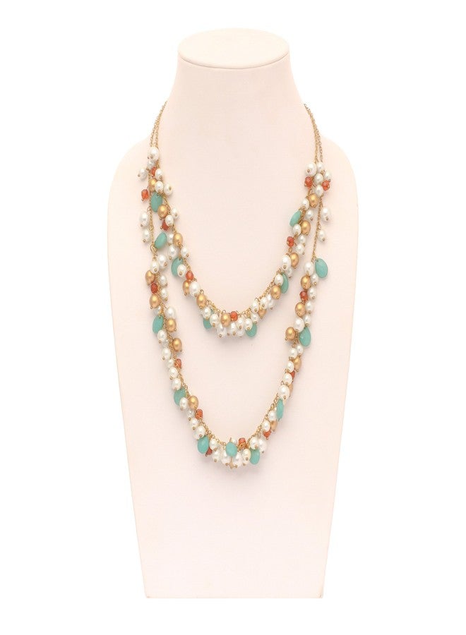 دي سي أيه قلادة نسائية متعددة الألوان من الزجاج والمعدن من DCA (ذهبي-فيروزي) - Image 5