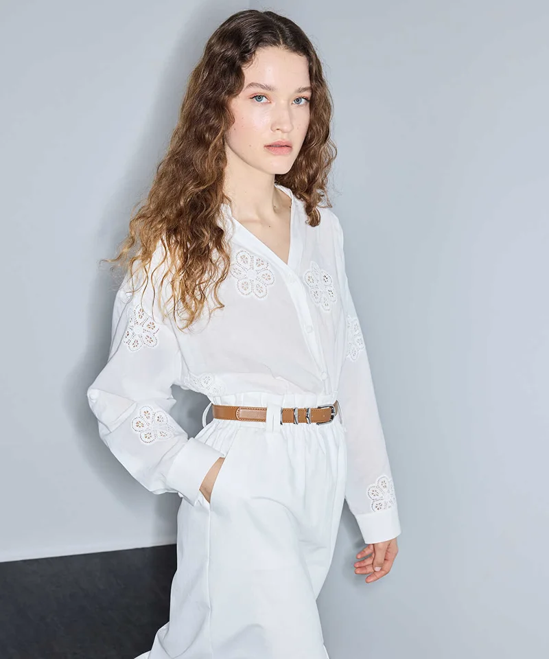 Belted Mixed-Media Dress