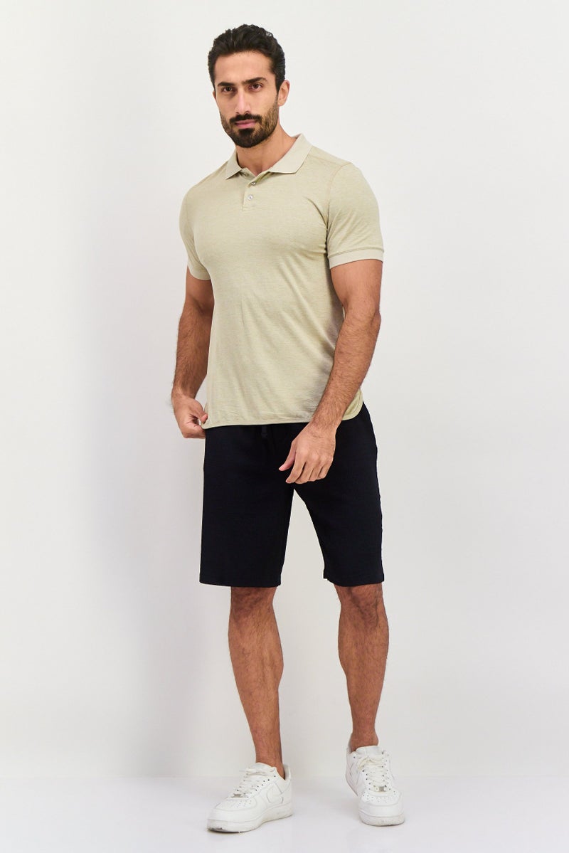 MOTION Men Sportswear Fit Short Sleeve Tennis Polo Shirt, Khaki - Image 3