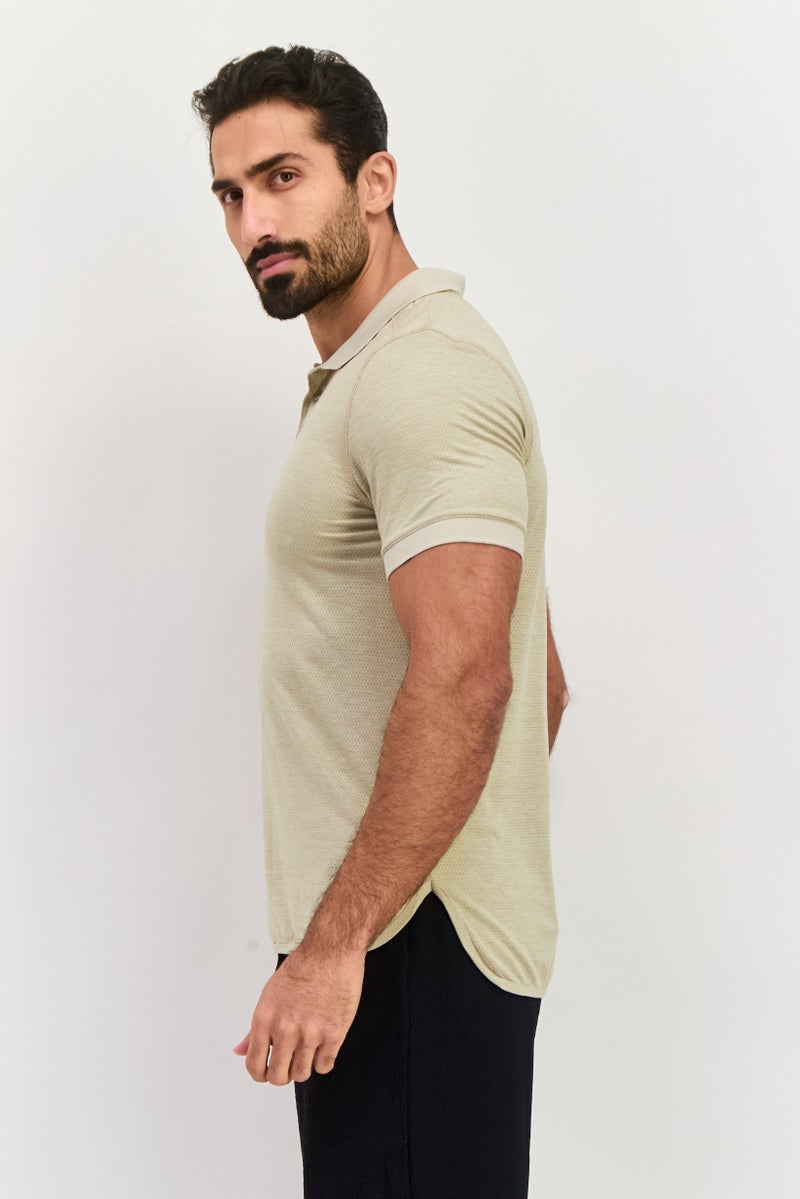 MOTION Men Sportswear Fit Short Sleeve Tennis Polo Shirt, Khaki - Image 4