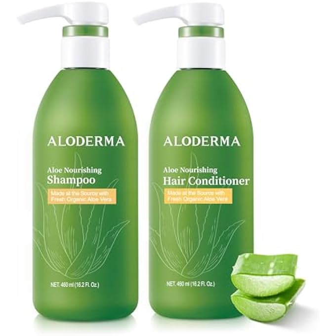 Aloderma Aloe Nourishing Hair Care Set - Nourishing Shampoo & Conditioner - Strengthening, Damage Control - All Hair Types