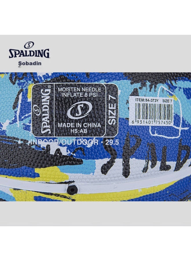 Spalding Cool Graffiti Rubber Wear-resistant Outdoor Size 7 Basketball 84-373y Blue - Image 4