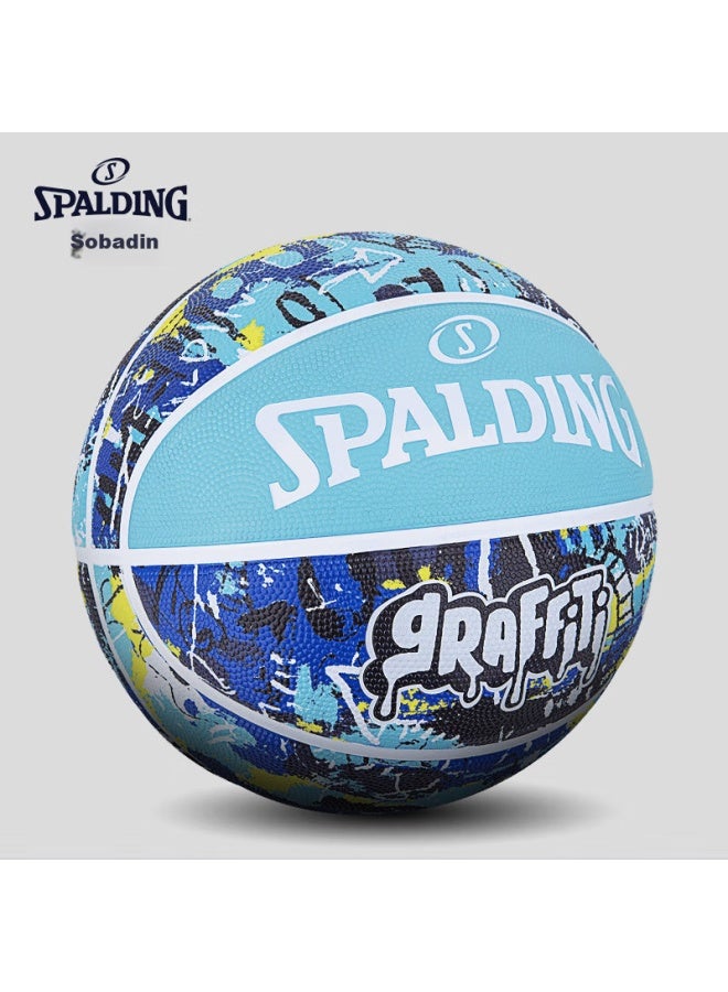 Spalding Cool Graffiti Rubber Wear-resistant Outdoor Size 7 Basketball 84-373y Blue - Image 2