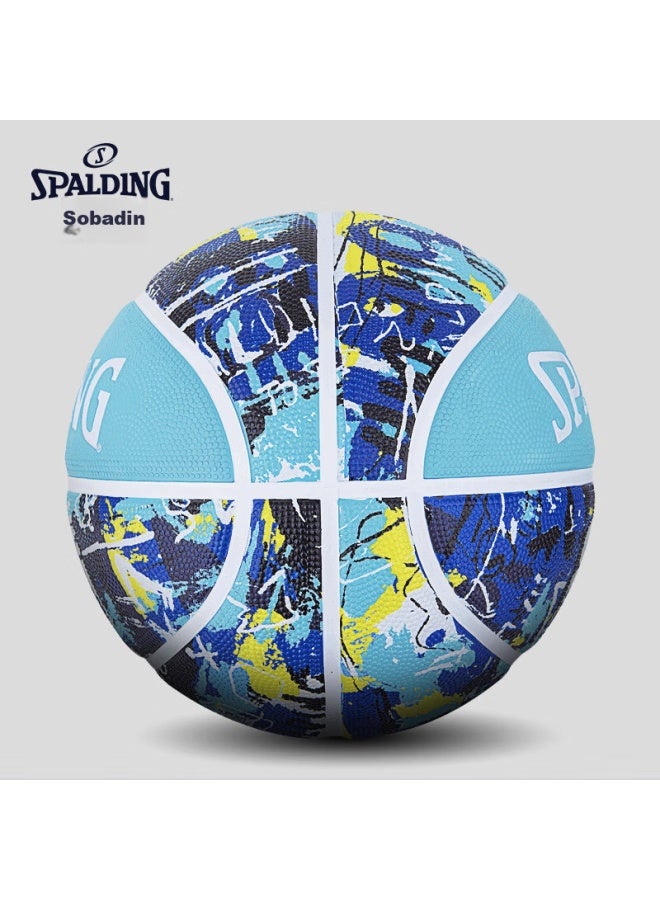 Spalding Cool Graffiti Rubber Wear-resistant Outdoor Size 7 Basketball 84-373y Blue - Image 3