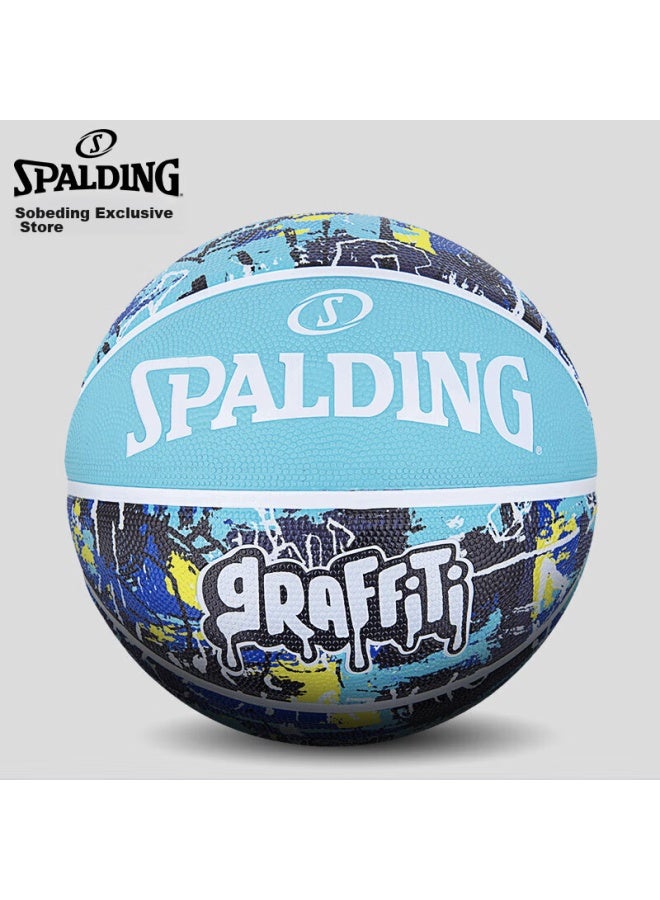 Spalding Cool Graffiti Rubber Wear-resistant Outdoor Size 7 Basketball 84-373y Blue - Image 1