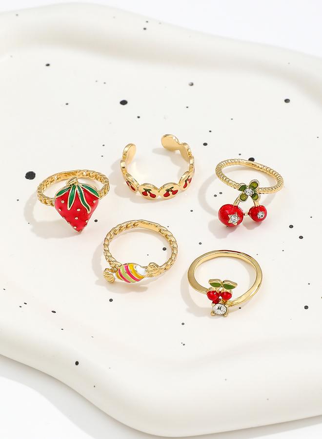 Take Two Set of 5 - Fruit Decor Rings - Image 5