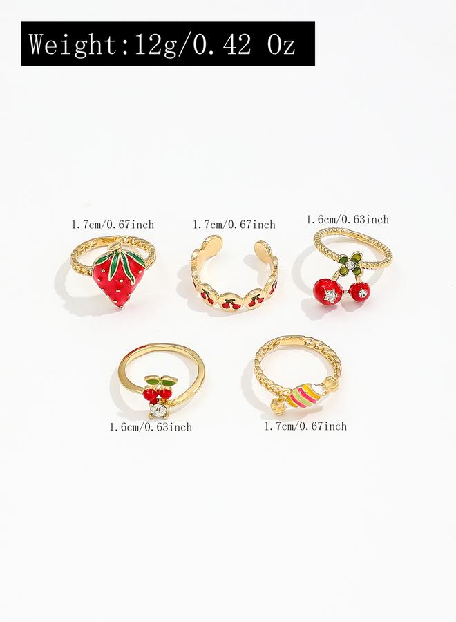 Take Two Set of 5 - Fruit Decor Rings - Image 2